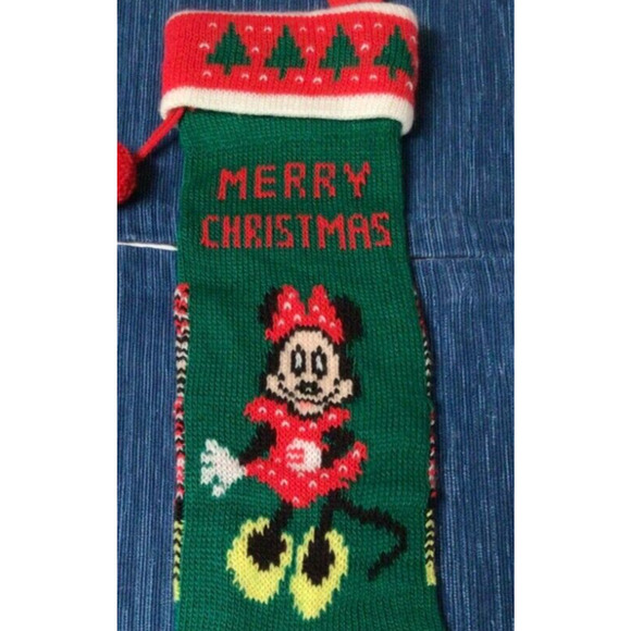 Vintage Knit 23" Christmas Stocking Minnie Mouse Merry Christmas Sock ~876A - Picture 3 of 3